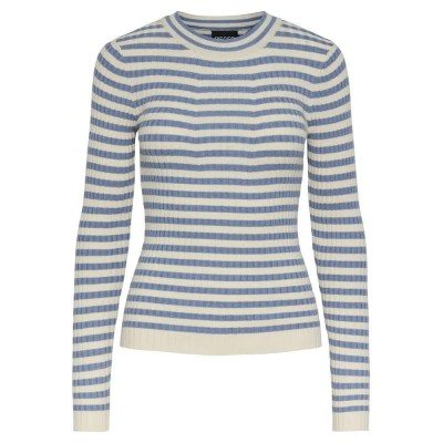 блуза,дамски,пуловери,дамски,плетени,дрехи,pieces,crista,17115047,sweater,faded,denim,stripes,birch,(blue)