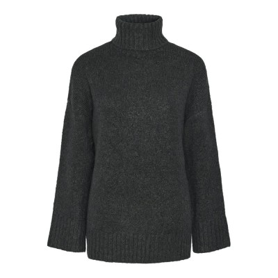 блуза,дамски,пуловери,дамски,плетени,дрехи,pieces,nancy,high,neck,sweater,green,black,(magnet)