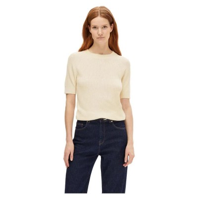тениска,дамски,тениски,selected,elinna,new,short,sleeve,t,shirt,beige