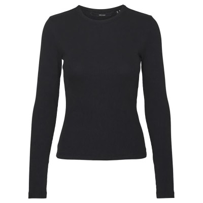 тениска,дамски,тениски,vero,moda,chloe,long,sleeve,t,shirt,black