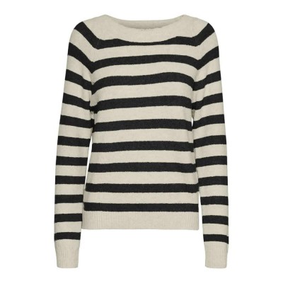 блуза,дамски,пуловери,дамски,плетени,дрехи,vero,moda,doffy,sweater,birch,stripes,w,black,melange,(beige,black)