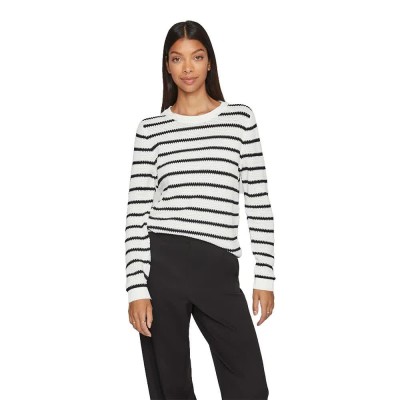 блуза,дамски,пуловери,дамски,плетени,дрехи,vila,dalo,sweater,white,(white,alyssum,stripes,black)
