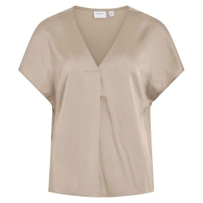дамски,блузи,дамски,ризи,vila,ellette,short,sleeve,blouse,beige,(cement)