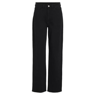 дънки,дамски,панталони,vila,kelly,jaf,straight,fit,high,waist,jeans,black,denim,detail,vil,221,(black)