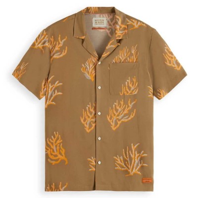 риза,с,къс,ръкав,мъжки,ризи,scotch,&,soda,177054,short,sleeve,shirt,brown,(taupe,coral,aop)