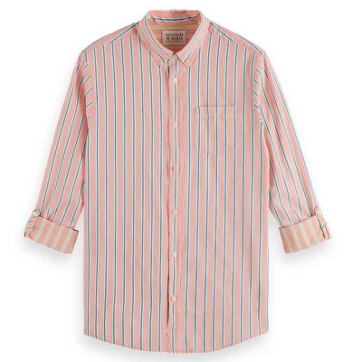 риза,с,дълъг,ръкав,мъжки,ризи,scotch,&,soda,dobby,long,sleeve,shirt,coral,stripe,(orange)