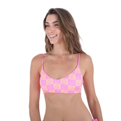 дамски,бански,костюми,hurley,smiley,check,scoop,front,bikini,top,watermelon,(pink)