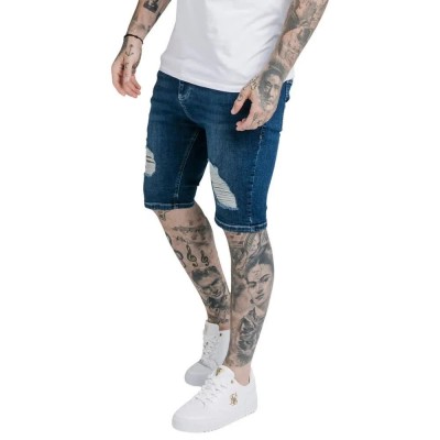 къси,панталони,мъжки,панталони,siksilk,distressed,denim,shorts,blue
