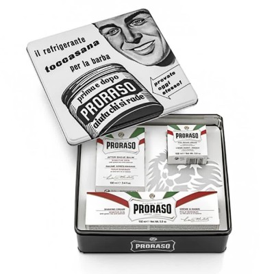 бръснене,proraso,set,vintage,selection,toccasana,shaving,gel,white