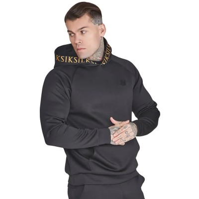 суичър,мъжки,пуловери,siksilk,dynamic,hoodie,black,(black)