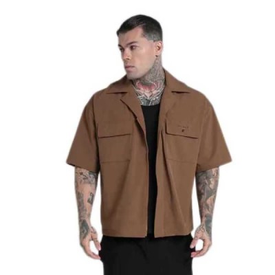 риза,с,къс,ръкав,мъжки,ризи,siksilk,utility,short,sleeve,shirt,tan,(brown)