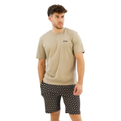 пижама,мъжки,пижами,boss,relax,short,sleeve,pyjama,beige