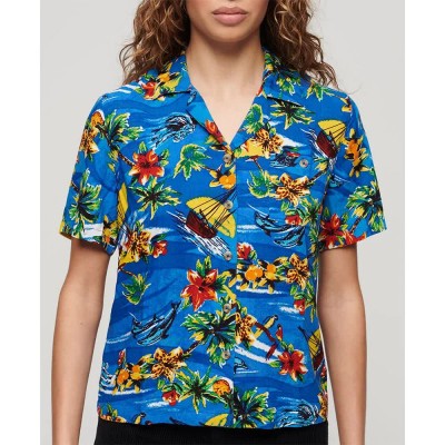 риза,с,къс,ръкав,дамски,блузи,дамски,ризи,superdry,beach,resor,short,sleeve,shirt,blue,dolphin,ocean,(multicolor)
