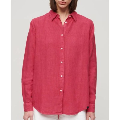 риза,с,дълъг,ръкав,дамски,блузи,дамски,ризи,superdry,casual,linen,boyfriend,long,sleeve,shirt,pink,(electric,pink)