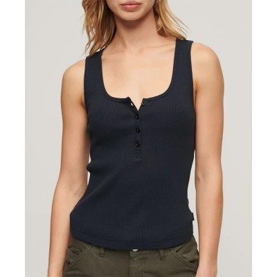 тениска,дамски,тениски,superdry,essential,button,down,sleeveless,t,shirt,eclipse,navy,(black)