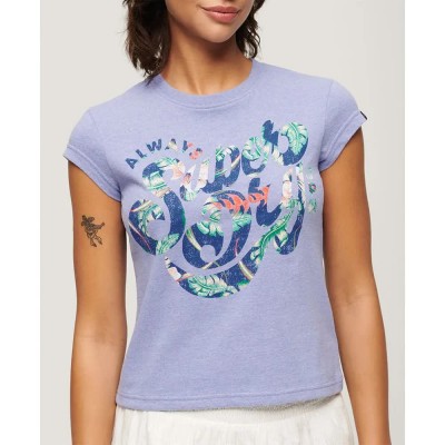 тениска,дамски,тениски,superdry,floral,scripted,short,sleeve,t,shirt,violet,marl,(purple)
