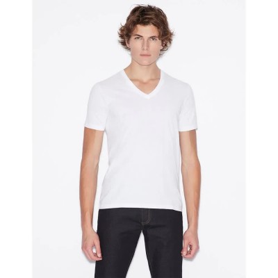 тениска,мъжки,тениски,armani,exchange,8nzt75,zja5z,short,sleeve,v,neck,t,shirt,white,(white)
