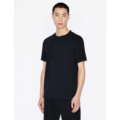 тениска,мъжки,тениски,armani,exchange,8nztcd,z8h4z,short,sleeve,v,neck,t,shirt,black,(navy)