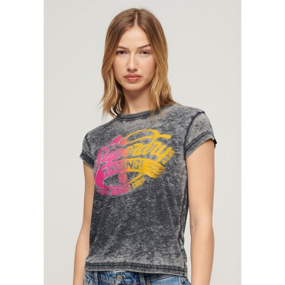 тениска,дамски,тениски,superdry,fade,rock,graphic,cap,slv,short,sleeve,t,shirt,grey