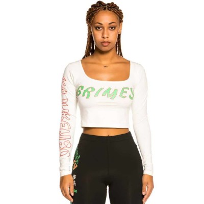 фланелка,с,дълъг,ръкав,дамски,топове,grimey,destroy,all,fear,long,sleeve,top,white