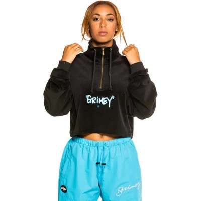 блуза,дамски,блузи,grimey,gem,cutting,half,zip,sweatshirt,black