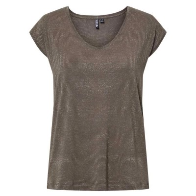 тениска,дамски,тениски,pieces,billo,lurex,stripes,short,sleeve,t,shirt,brown,(morel,detail,lurex,gold)