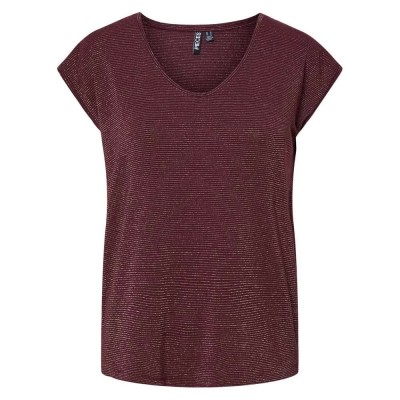 тениска,дамски,тениски,pieces,billo,lurex,stripes,short,sleeve,t,shirt,tawny,port,detail,lurex,gold,(red)