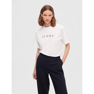 тениска,дамски,тениски,selected,vilja,short,sleeve,t,shirt,beige,(bright,white,print,black)