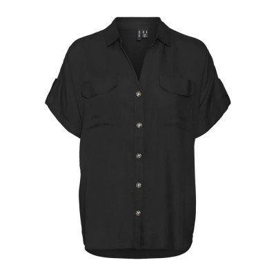 риза,с,къс,ръкав,дамски,блузи,дамски,ризи,vero,moda,bumpy,short,sleeve,shirt,black,(black)