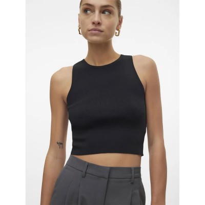 тениска,дамски,тениски,vero,moda,ginny,crop,sleeveless,t,shirt,black,(black)
