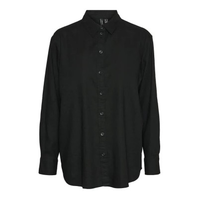 риза,с,дълъг,ръкав,дамски,блузи,дамски,ризи,vero,moda,linn,long,sleeve,shirt,black