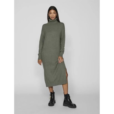 рокля,дамски,поли,и,рокли,vila,ril,long,sleeve,dress,grey,(laurel,wreath,detail,dark,melange)