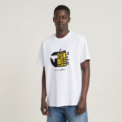 тениска,мъжки,тениски,g,star,boombox,cartoon,loose,short,sleeve,t,shirt,white
