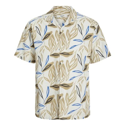 риза,с,къс,ръкав,мъжки,ризи,jack,&,jones,summer,leaf,short,sleeve,shirt,snow,white,fit,relaxed,fit,(beige)