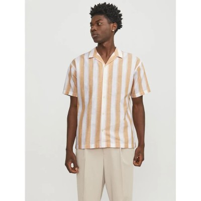 риза,с,къс,ръкав,мъжки,ризи,jack,&,jones,summer,short,sleeve,shirt,peach,caramel,fit,relax,fit,(yellow)