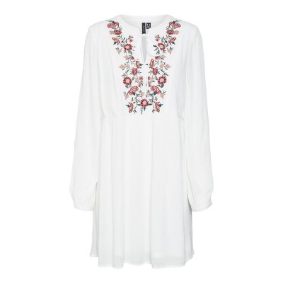 рокля,дамски,поли,и,рокли,vero,moda,mina,emb,long,sleeve,short,dress,white