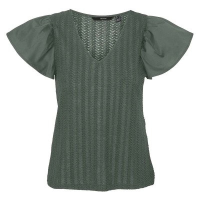 дамски,блузи,дамски,ризи,vero,moda,naja,short,sleeve,blouse,green,(laurel,wreath)