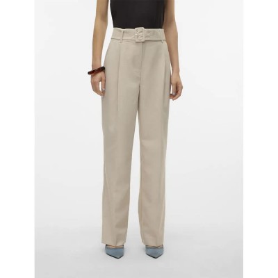 панталони,дамски,панталони,vero,moda,nancy,pants,beige,(silver,lining,detail,melange)