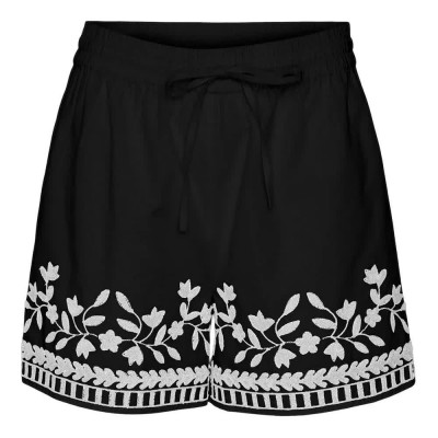 къси,панталони,дамски,панталони,vero,moda,vacation,shorts,black,detail,white,embroidery,(black)