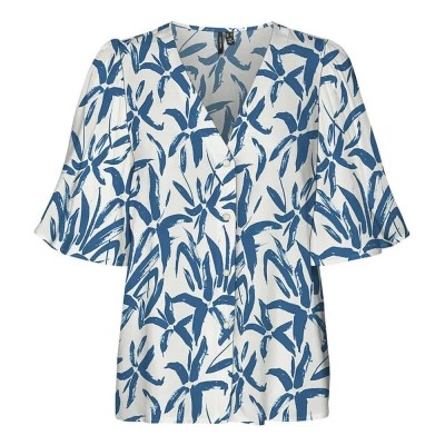 дамски,блузи,дамски,ризи,vero,moda,zana,short,sleeve,blouse,multicolor,(cloud,dancer,aop,ibiza,blue,strokes)
