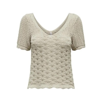 тениска,дамски,тениски,only,becca,life,short,sleeve,v,neck,t,shirt,beige,(feather,gray)