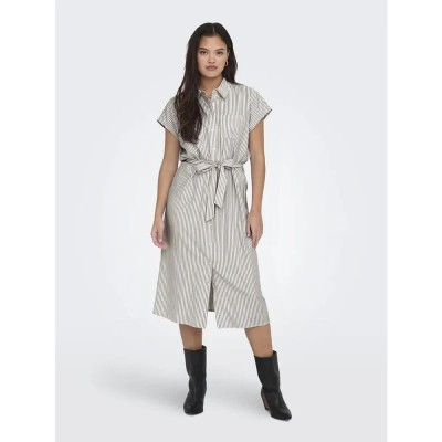 рокля,дамски,поли,и,рокли,only,hannover,sarah,short,sleeve,dress,beige,(cloud,dancer,stripes,walnut)
