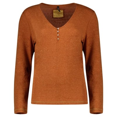 тениска,дамски,тениски,only,lia,long,sleeve,v,neck,t,shirt,brown,(argan,oil,detail,melange)
