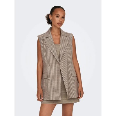 елек,дамски,сака,only,molly,waistcoat,beige,(pumice,stone,checks,mix)