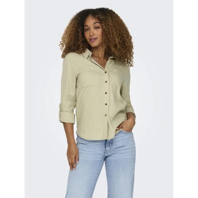 риза,с,дълъг,ръкав,дамски,блузи,дамски,ризи,only,yasmin,caro,long,sleeve,shirt,beige,(oxford,tan)