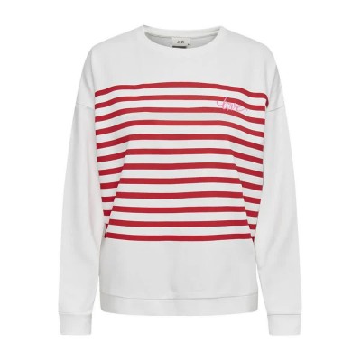 блуза,дамски,блузи,jdy,ivy,sweatshirt,red,(cloud,dancer,stripes,high,risk,red,w.,love,print)