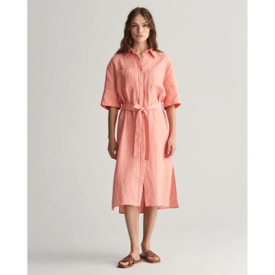 рокля,дамски,поли,и,рокли,gant,4503319,short,sleeve,midi,dress,orange