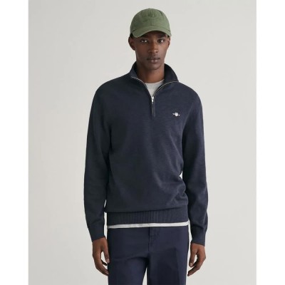 блуза,мъжки,пуловери,gant,flamme,half,zip,sweater,blue