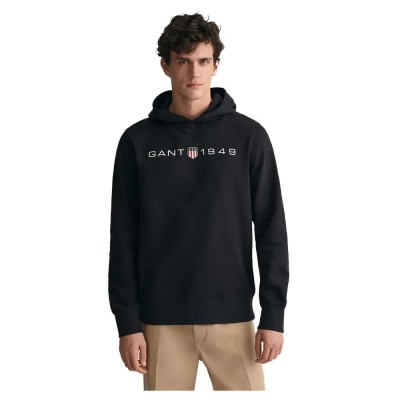суичър,мъжки,пуловери,gant,printed,graphic,hoodie,black,(black)