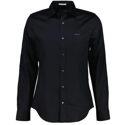 риза,с,дълъг,ръкав,дамски,ризи,мъжки,ризи,gant,sateen,long,sleeve,shirt,black,(black)